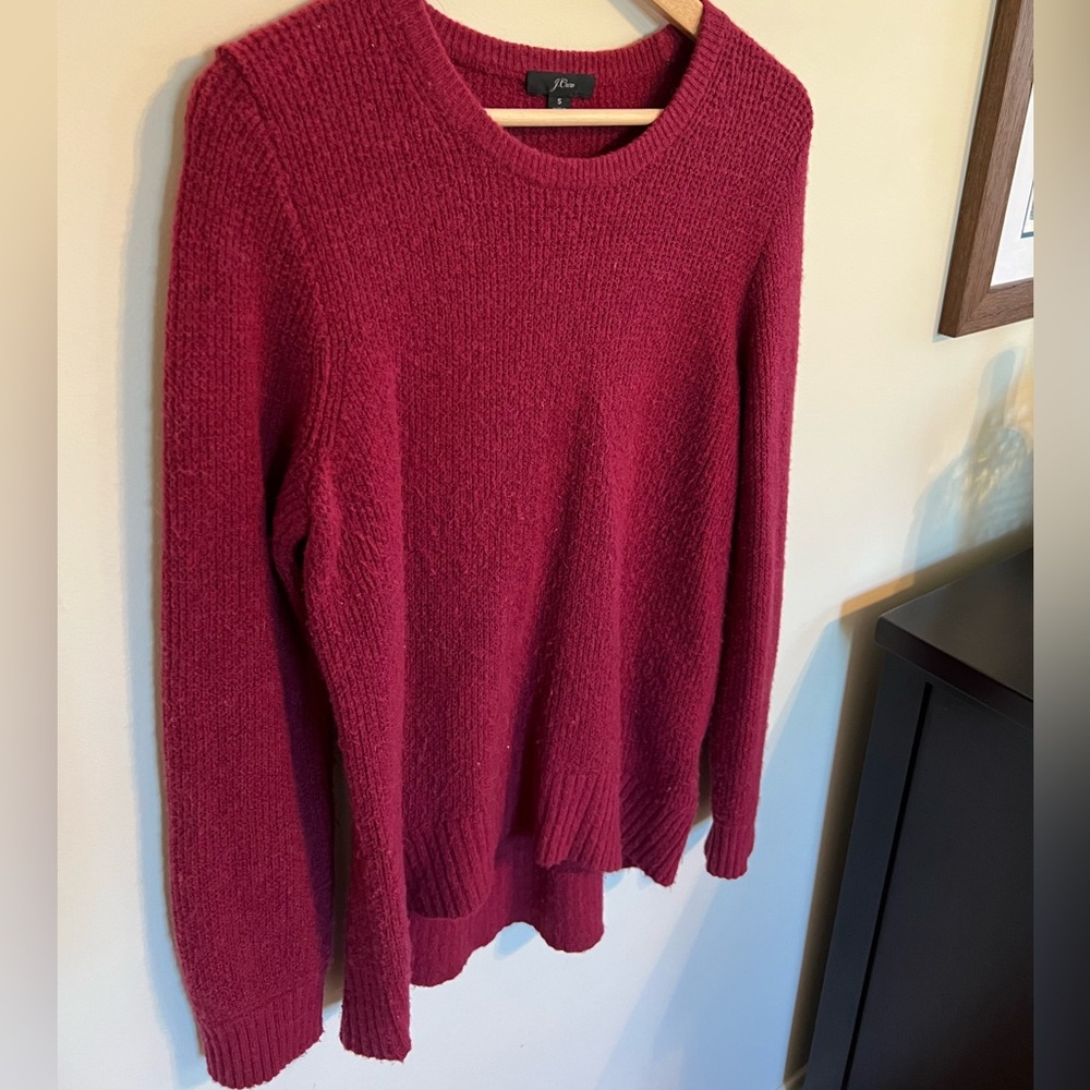 J Crew - high-low waffle sweater in ultra soft yarn